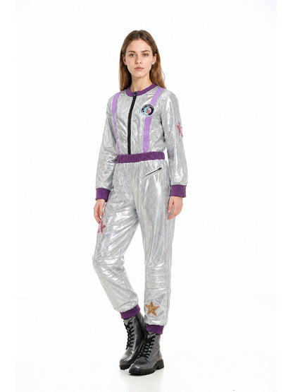 Silver Astronaut Jumpsuit with Stars for Parties