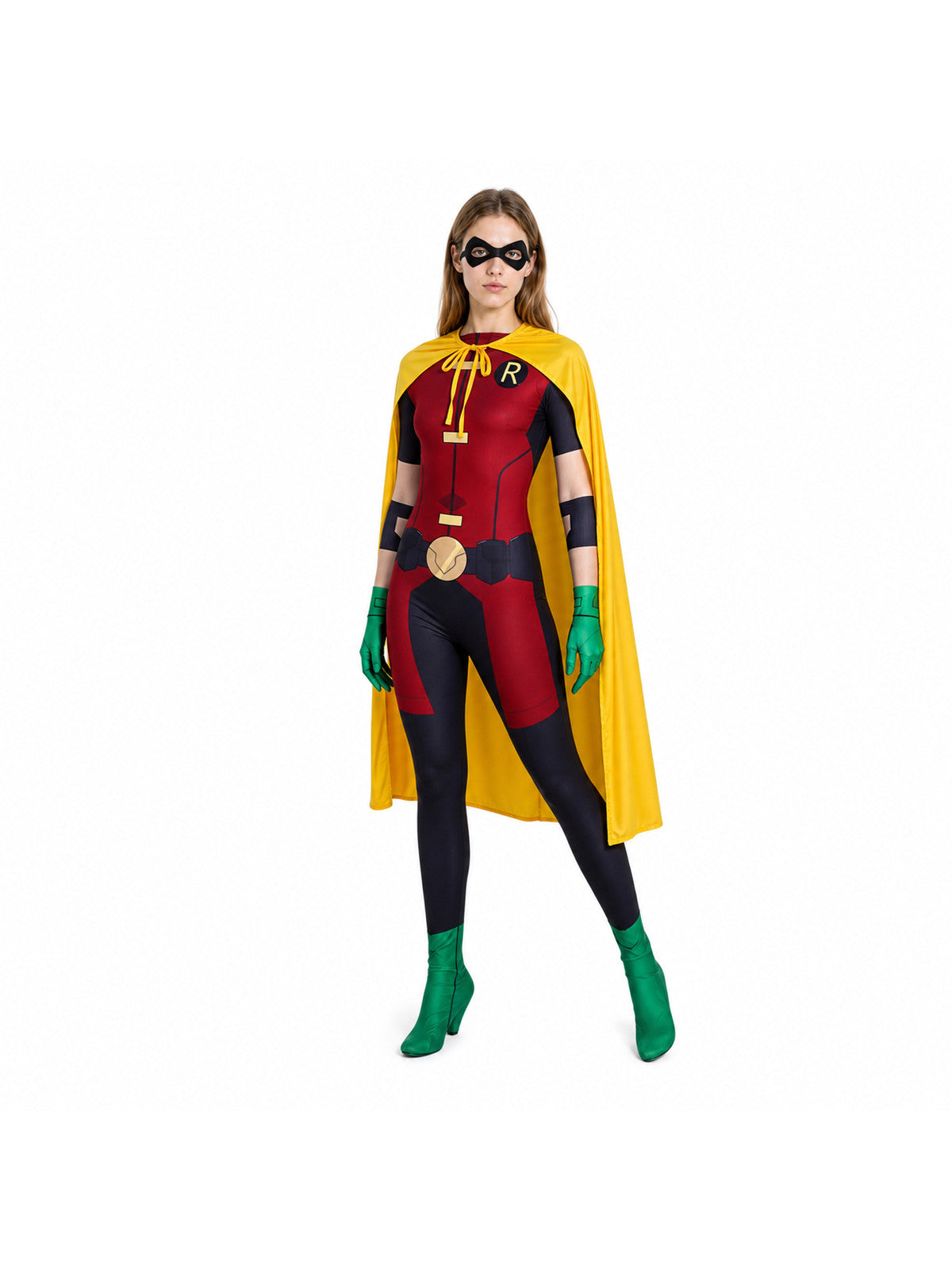 Robin Cosplay Jumpsuit with Cape and Mask