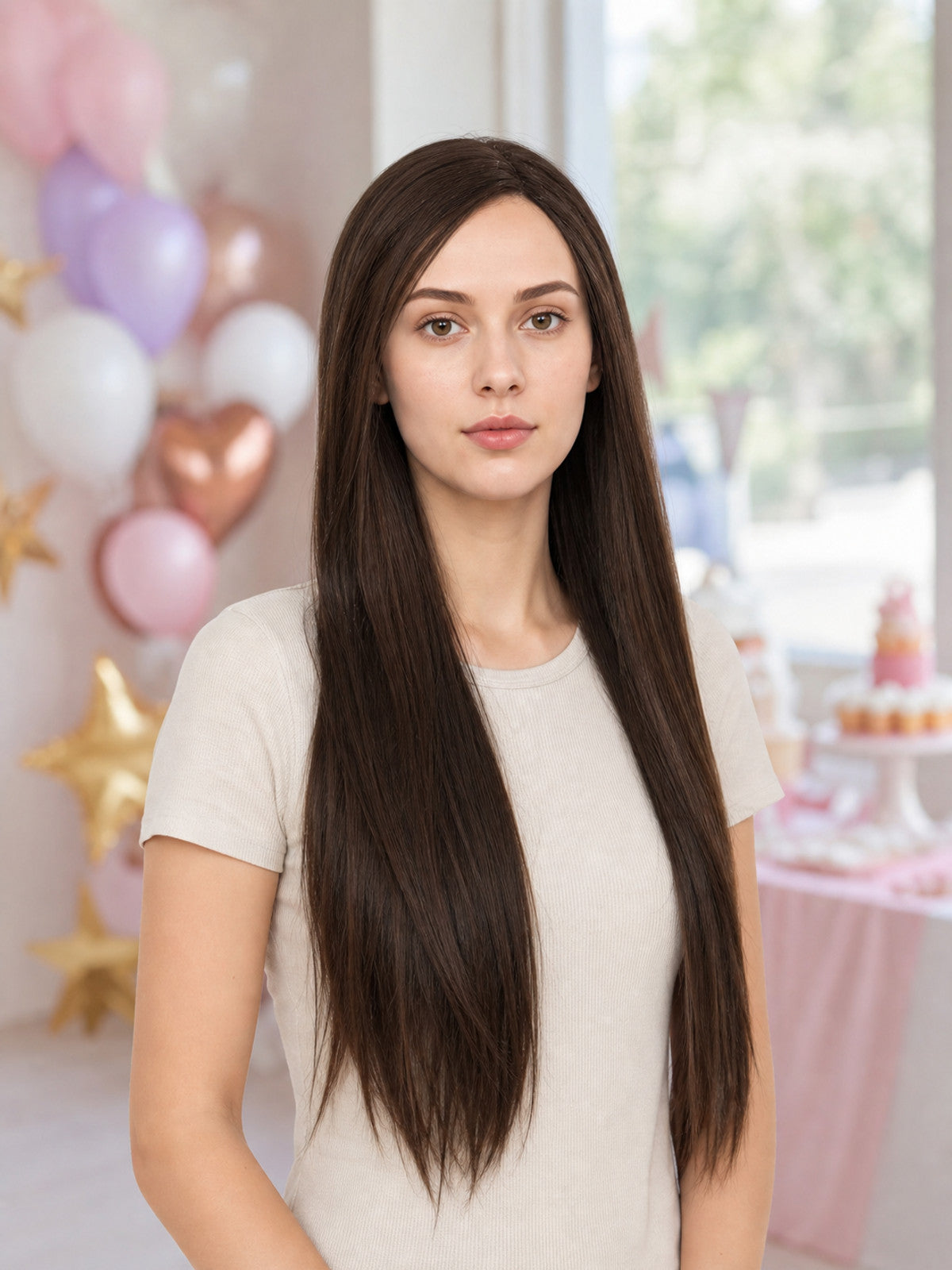 Long Straight Carnival Wig with Center Part