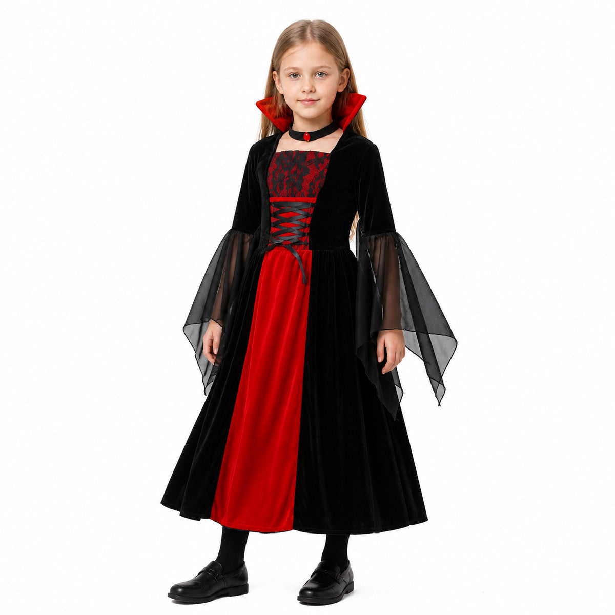 Gothic Vampire Costume with Red Dress Costume Dresses detail