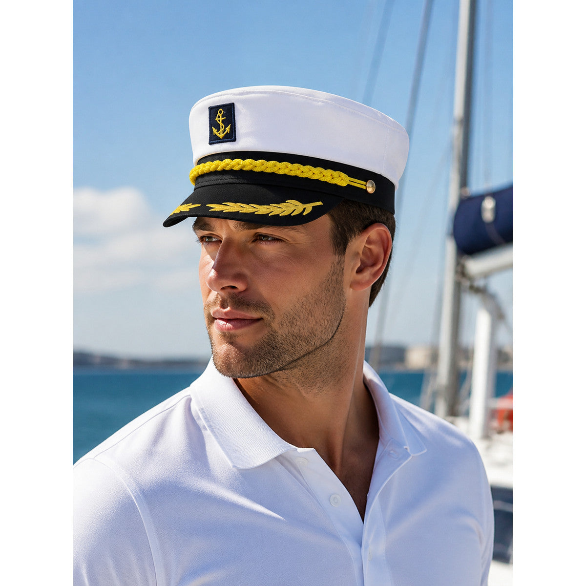 Captain's Carnival Cap with Gold Embroidery