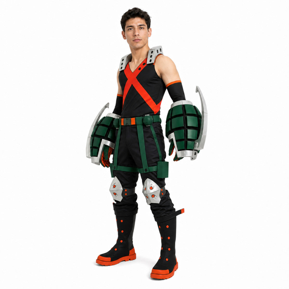 Anime cosplay costume with green bracers Costumes detail