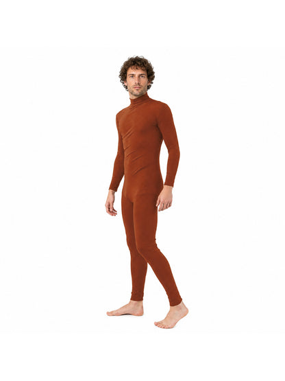 Brown Zentai Jumpsuit with Open Face
