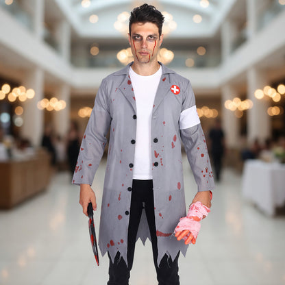 Scary Doctor Costume with Blood Stains for Halloween lifestyle view