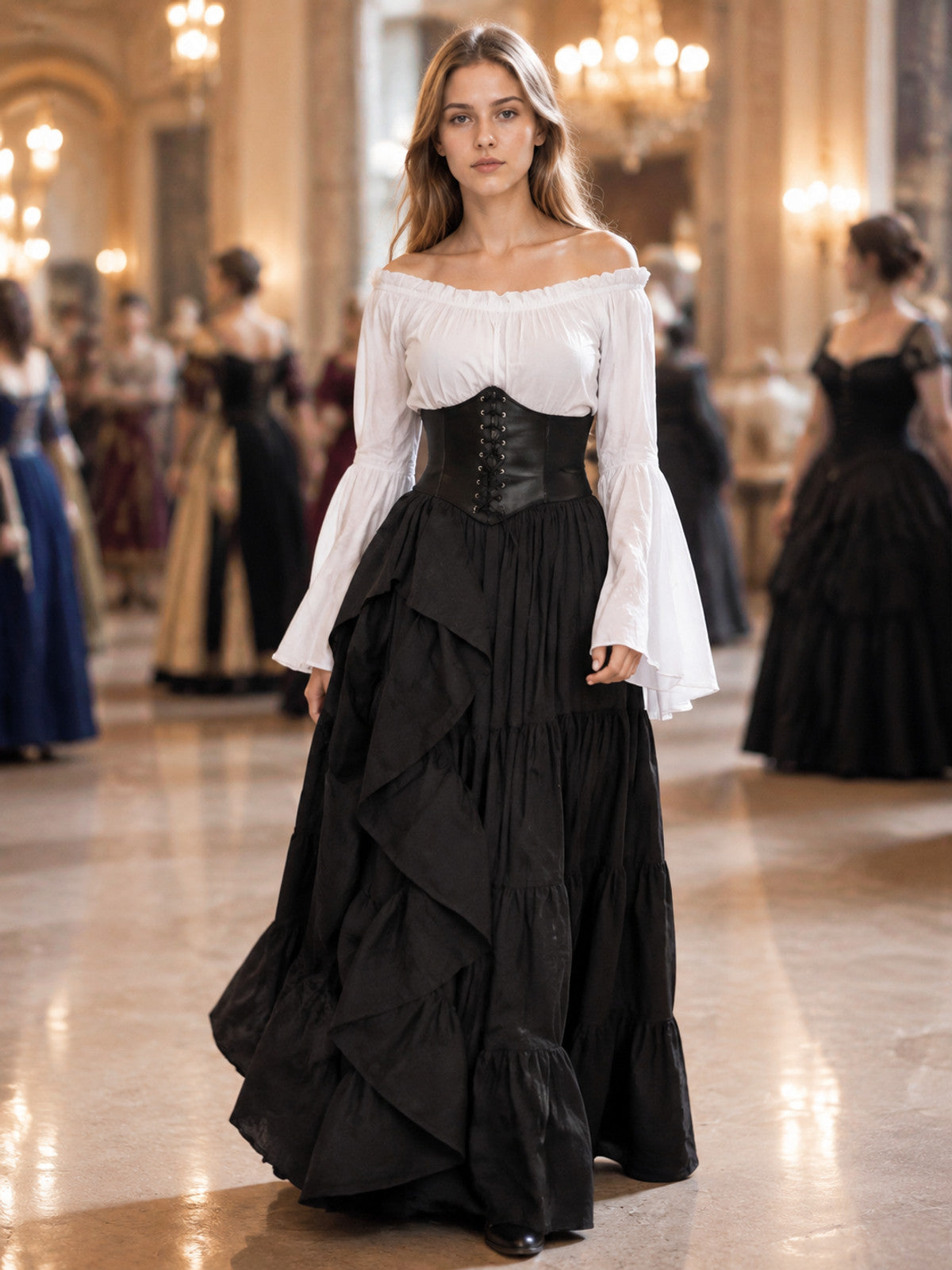 Medieval Maxi Dress with Corset Lacing lifestyle view