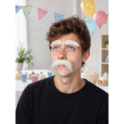 Carnival Set: Fake Mustache and White Eyebrows