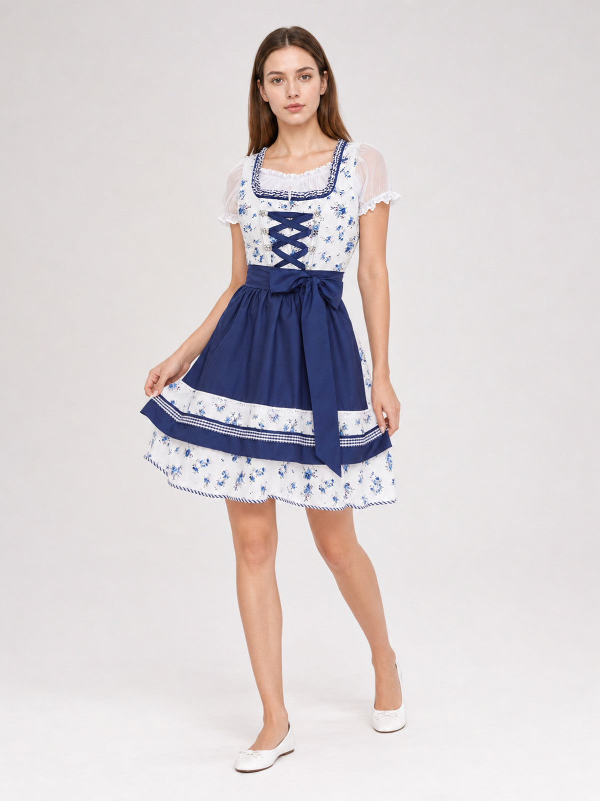 Bavarian Dirndl Dress with Apron for Oktoberfest Costume Dresses detail