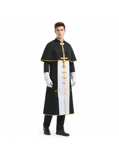 Black Cassock with Cross and Gold Trim