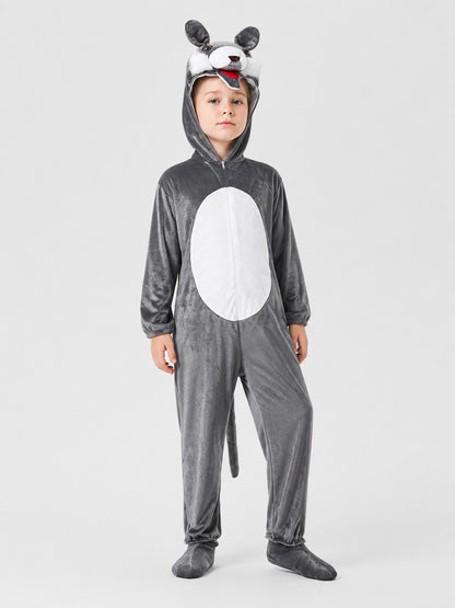 Gray Wolf Costume, Hooded Jumpsuit with Tail Costumes detail