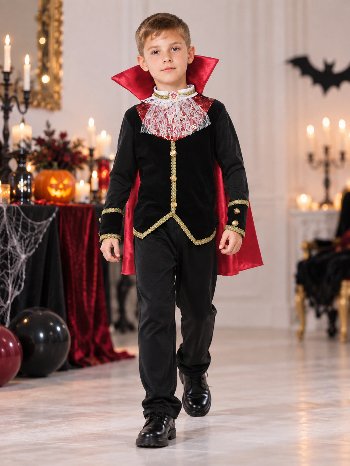 Children's Vampire Costume with Red Cape lifestyle view