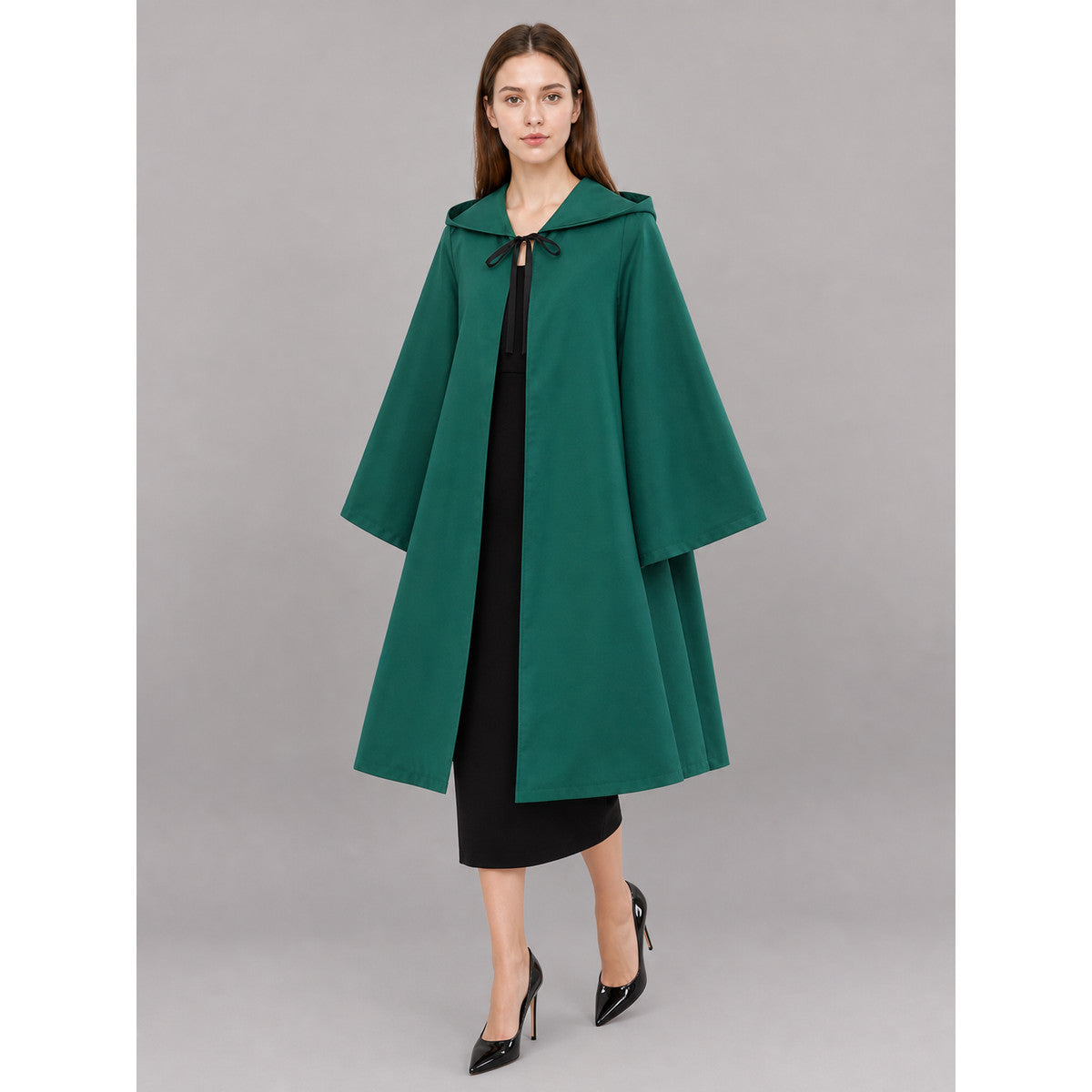 Long Green Carnival Cloak with Hood