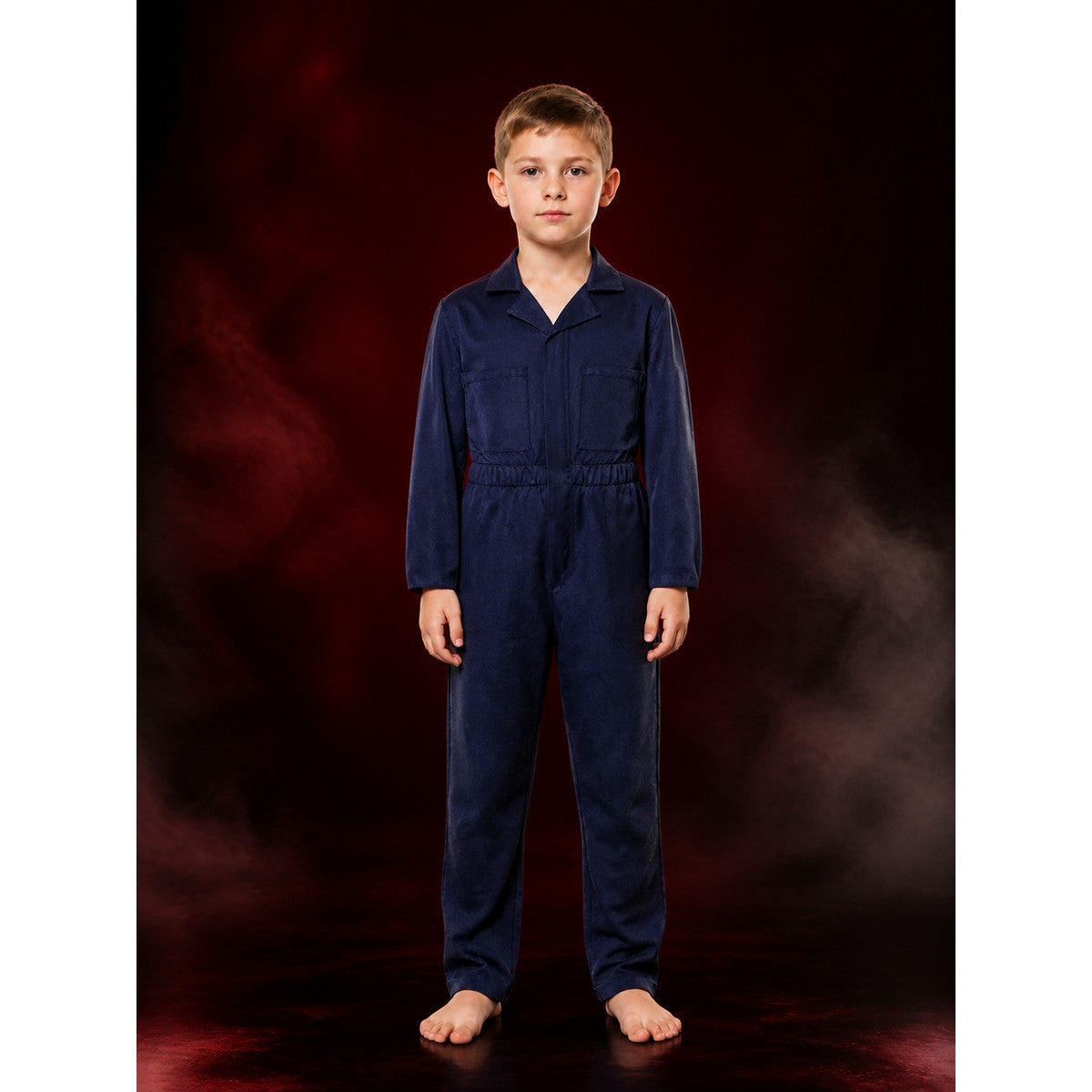 Michael Myers Jumpsuit Costume, Adult Navy Blue Workwear with Chest Pockets main product view