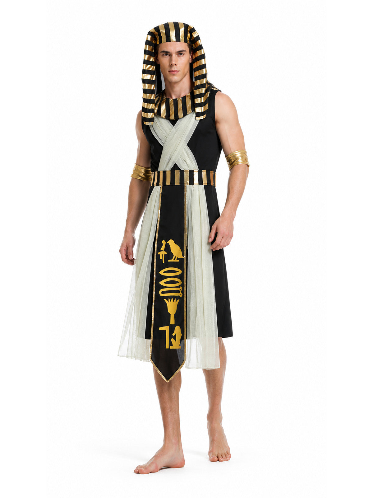 Pharaoh Costume with Headpiece and Belt