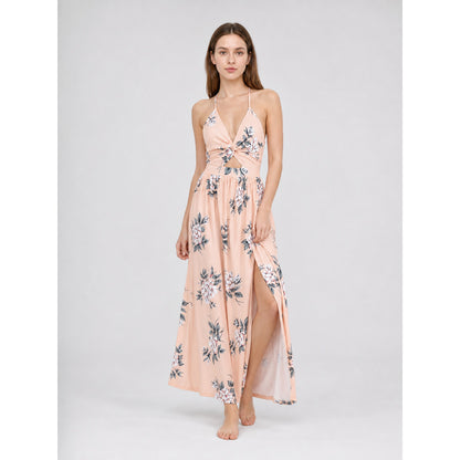 Floral Print Maxi Beach Dress with Slit lifestyle