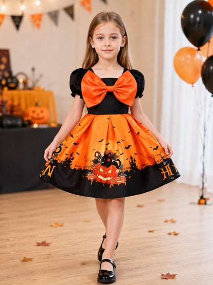 Black and Orange Children's Carnival Dress lifestyle view