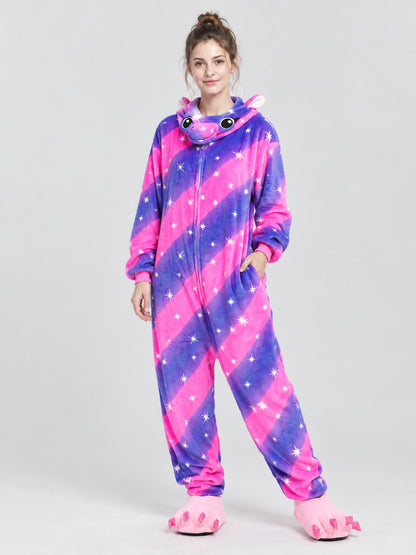 Hooded Pajama Jumpsuit with Horn and Ears