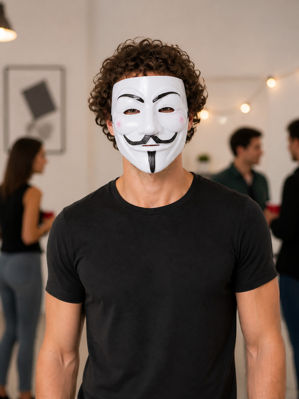 White Carnival Mask with Beard for Halloween