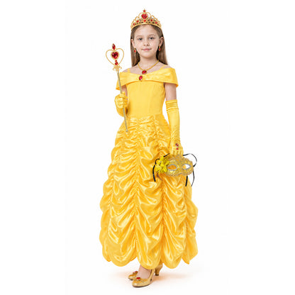 Yellow Princess Costume with Crown for Halloween Costume Headwear detail