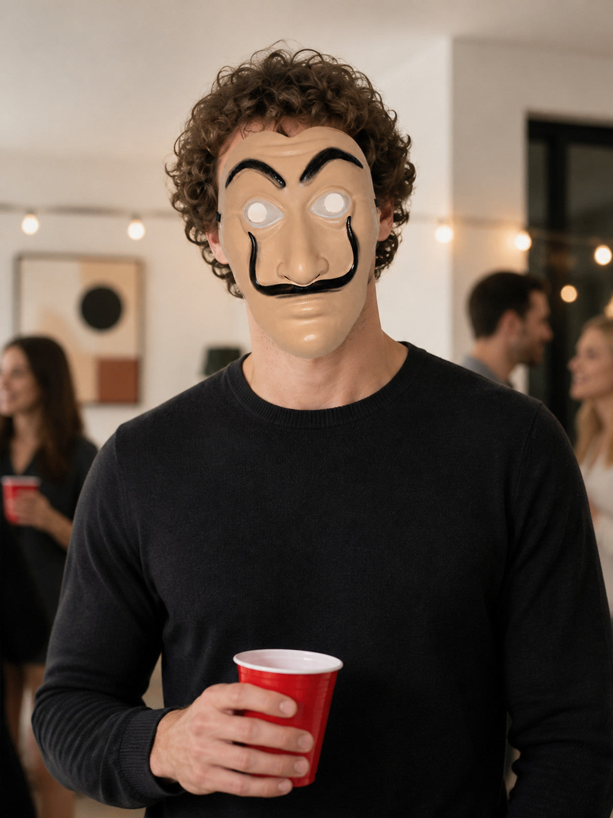 Carnival Cosplay Mask with Black Mustache lifestyle view