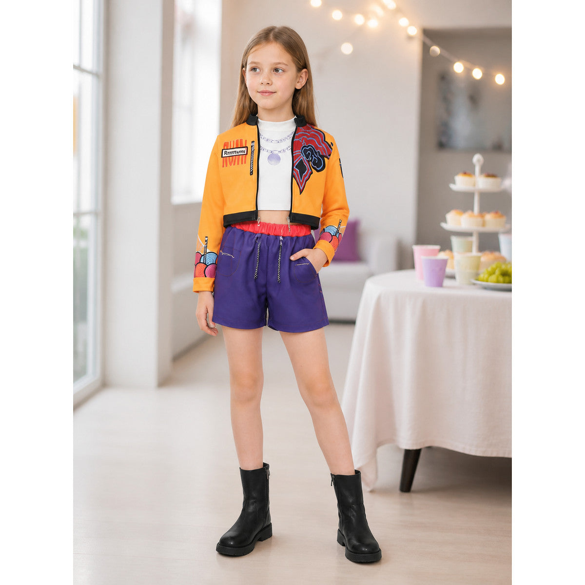 Halloween Cosplay Set: Jacket, Top, and Shorts lifestyle view