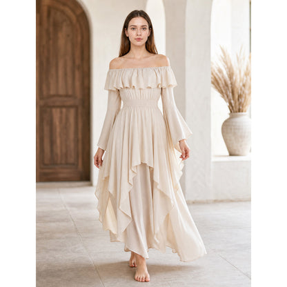 Red Off-the-Shoulder Maxi Evening Dress lifestyle view
