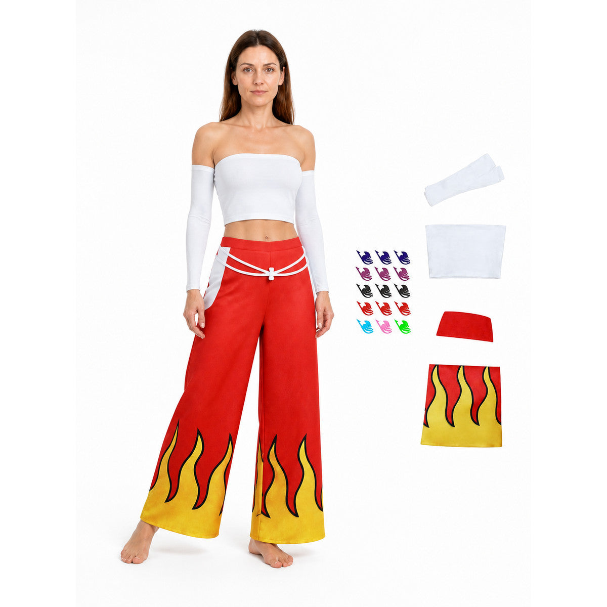 Flame Print Costume with Wide-Leg Pants Costumes detail
