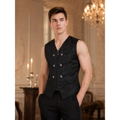 Costume Sleeveless Vest with Jacquard Pattern lifestyle view