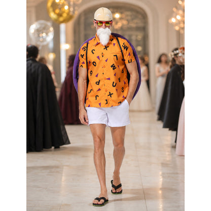 Orange cosplay shirt with collar and pocket