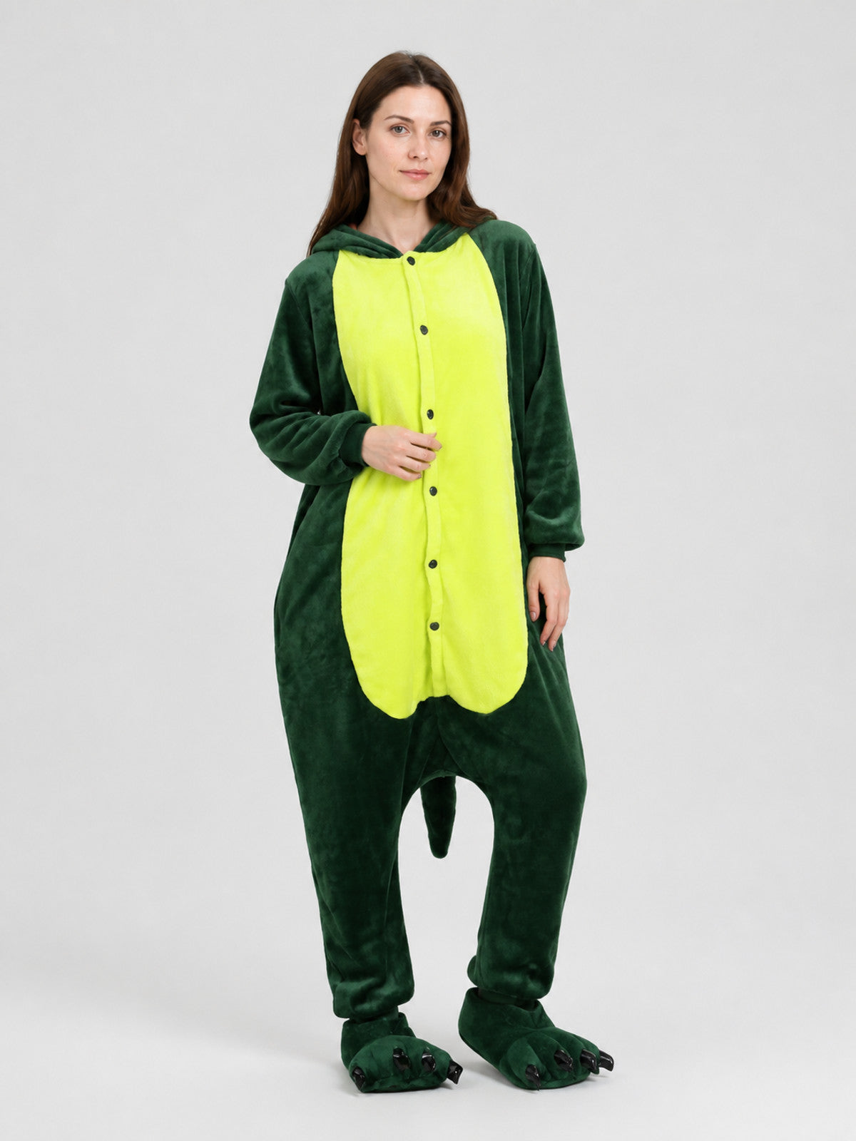 Flannel Crocodile Hooded Pajama Jumpsuit product detail