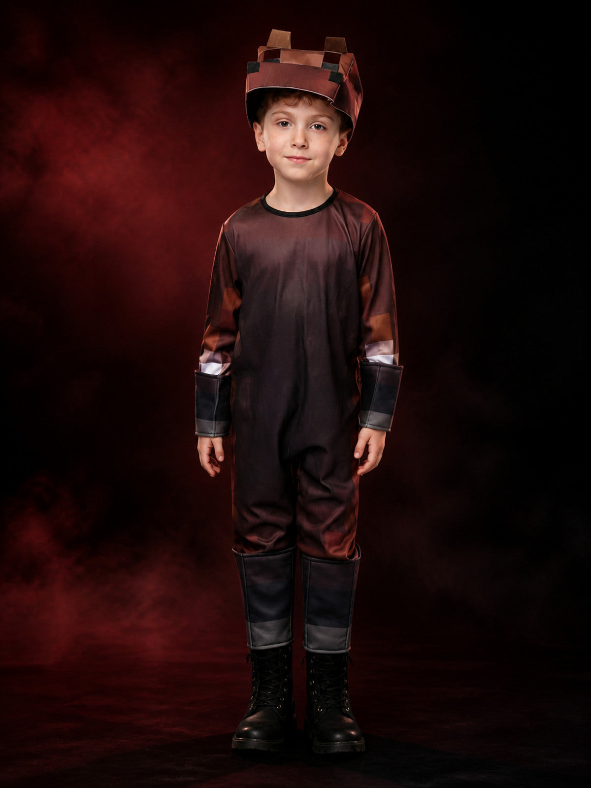 Kids Minecraft Horse Costume, Brown Animal Onesie with Armor Pads Halloween main product view