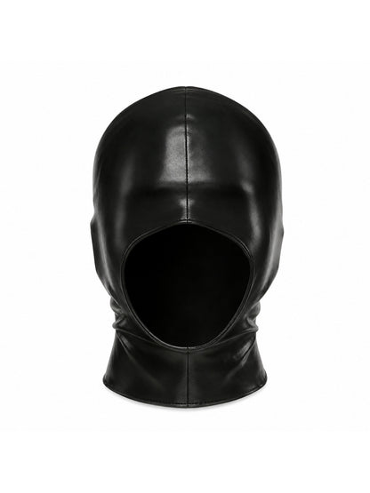 Hood Face Mask Faux Leather Head Cover Men Sexy Blindfold Cap Open Mouth Gothic