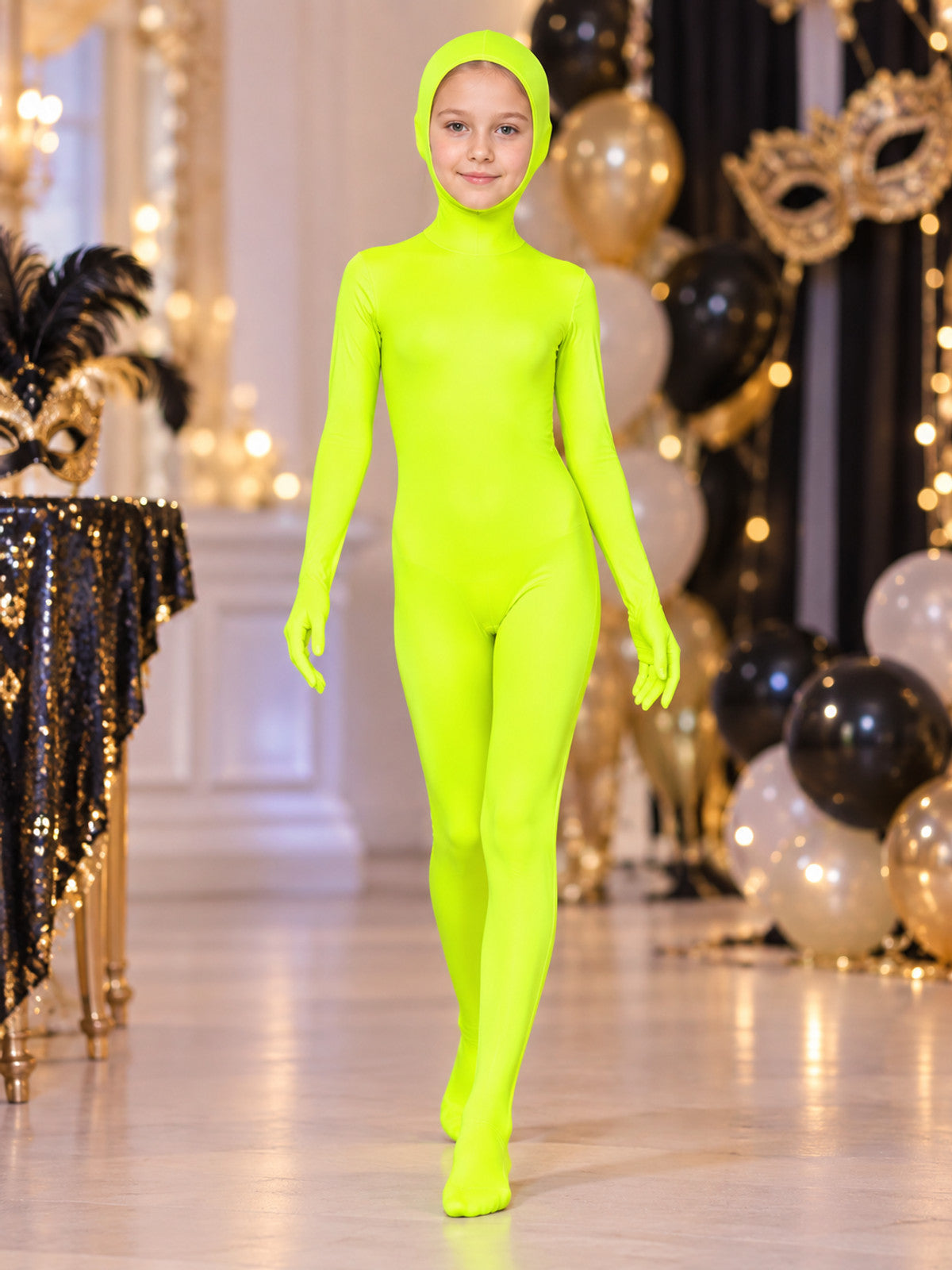 Fitted Zentai Jumpsuit with Hood and Face Opening