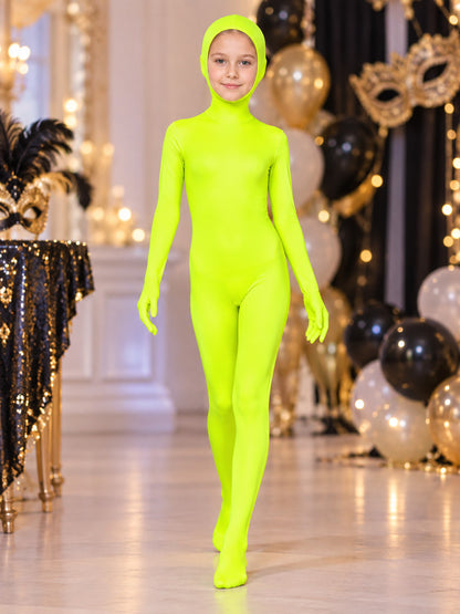 Fitted Zentai Jumpsuit with Hood and Face Opening