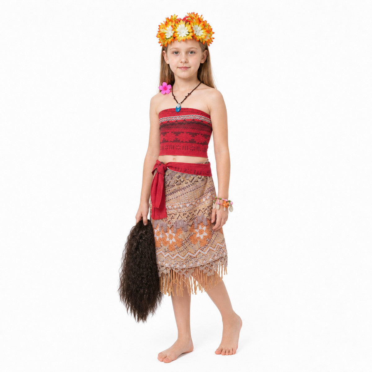 Moana Costume with Fringe and Flower Crown Costume Headwear detail