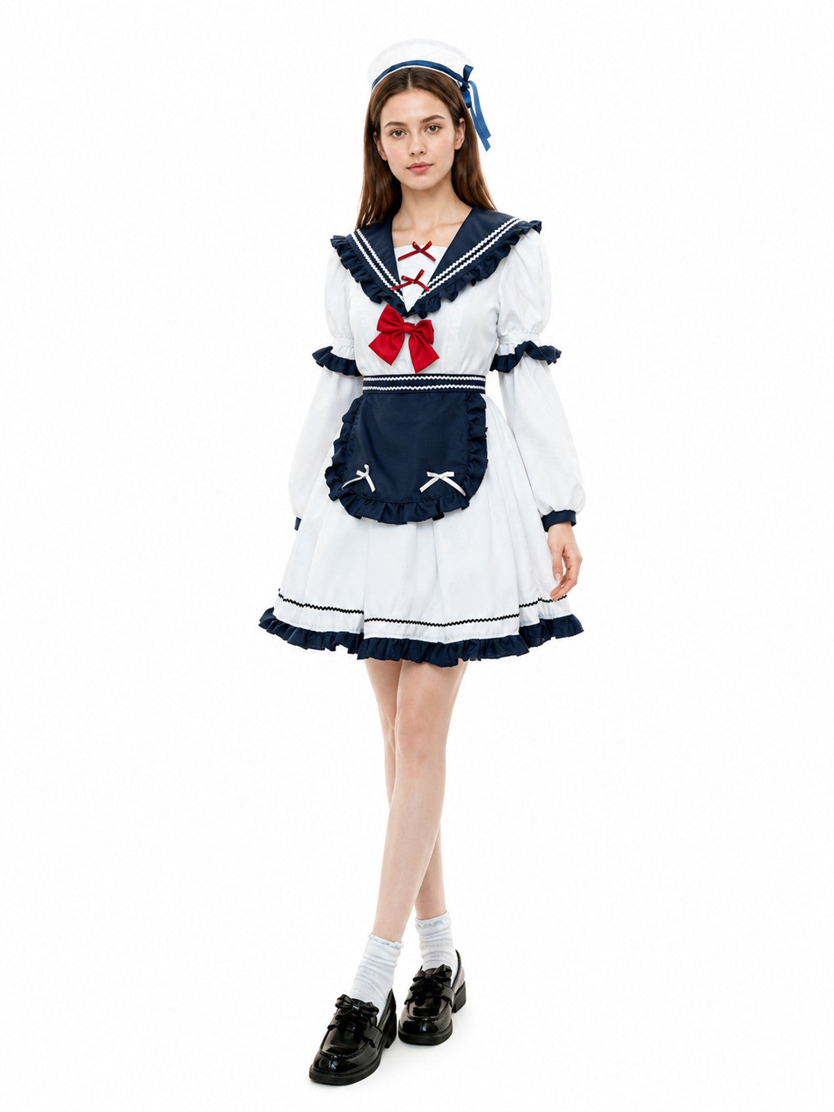 Dress with a Sailor Collar, Ruffles, and Bows Costume Dresses detail