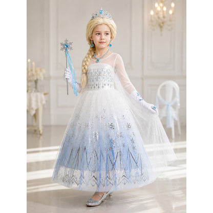 White and Blue Princess Costume for Halloween lifestyle view
