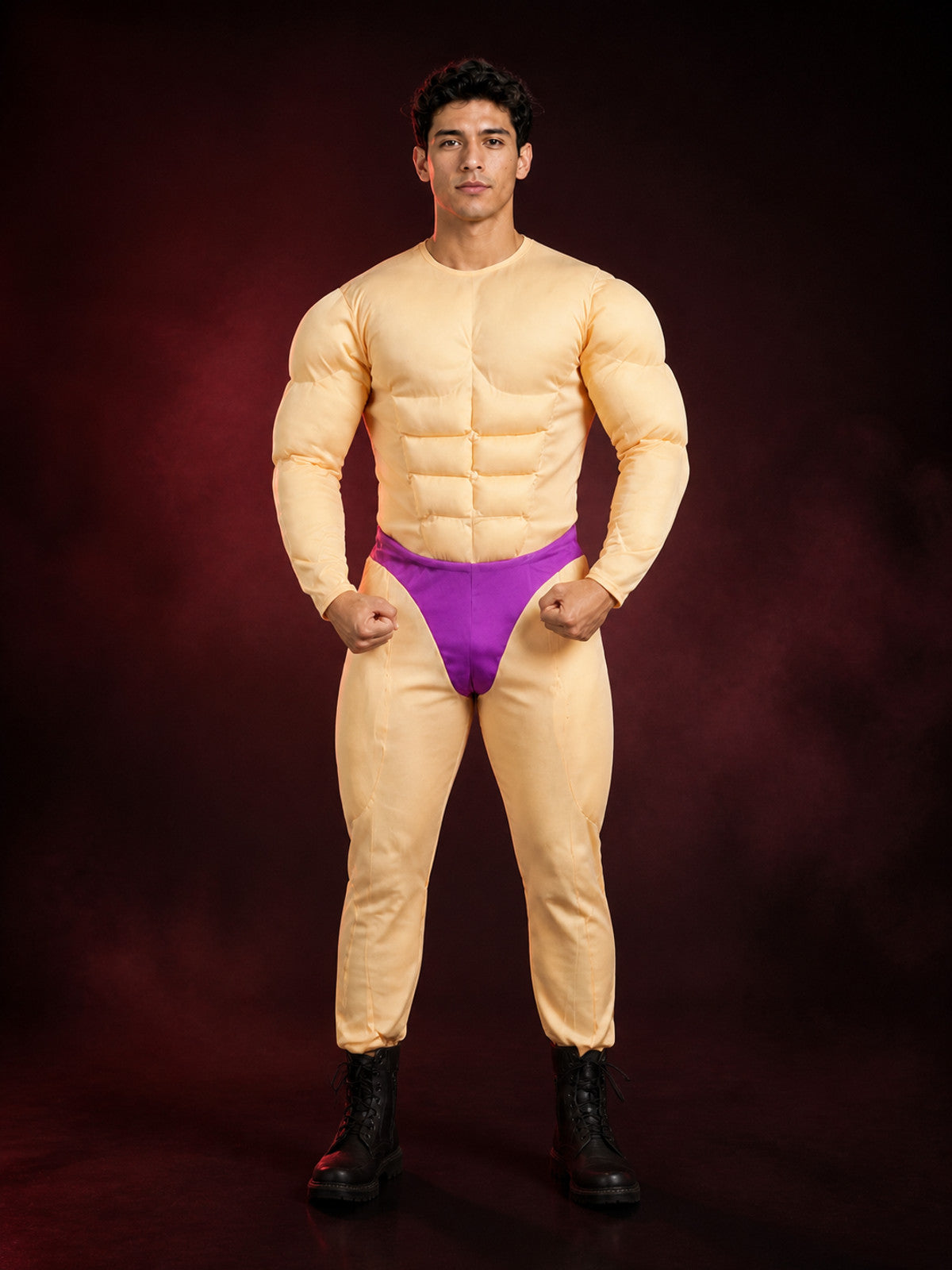 Funny Muscular Human Bodysuit Costume, 3D Muscle Design Halloween Cosplay Outfit
