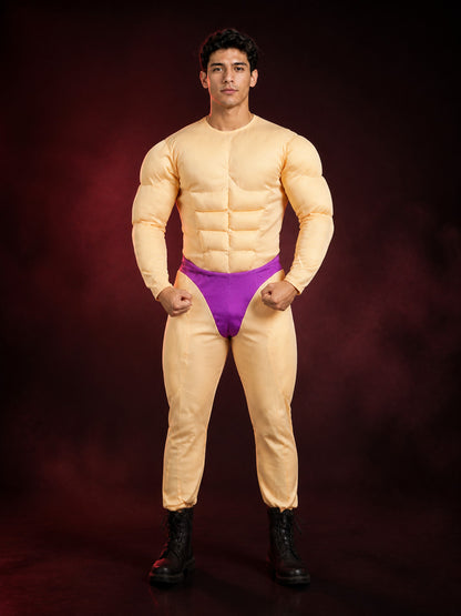 Funny Muscular Human Bodysuit Costume, 3D Muscle Design Halloween Cosplay Outfit