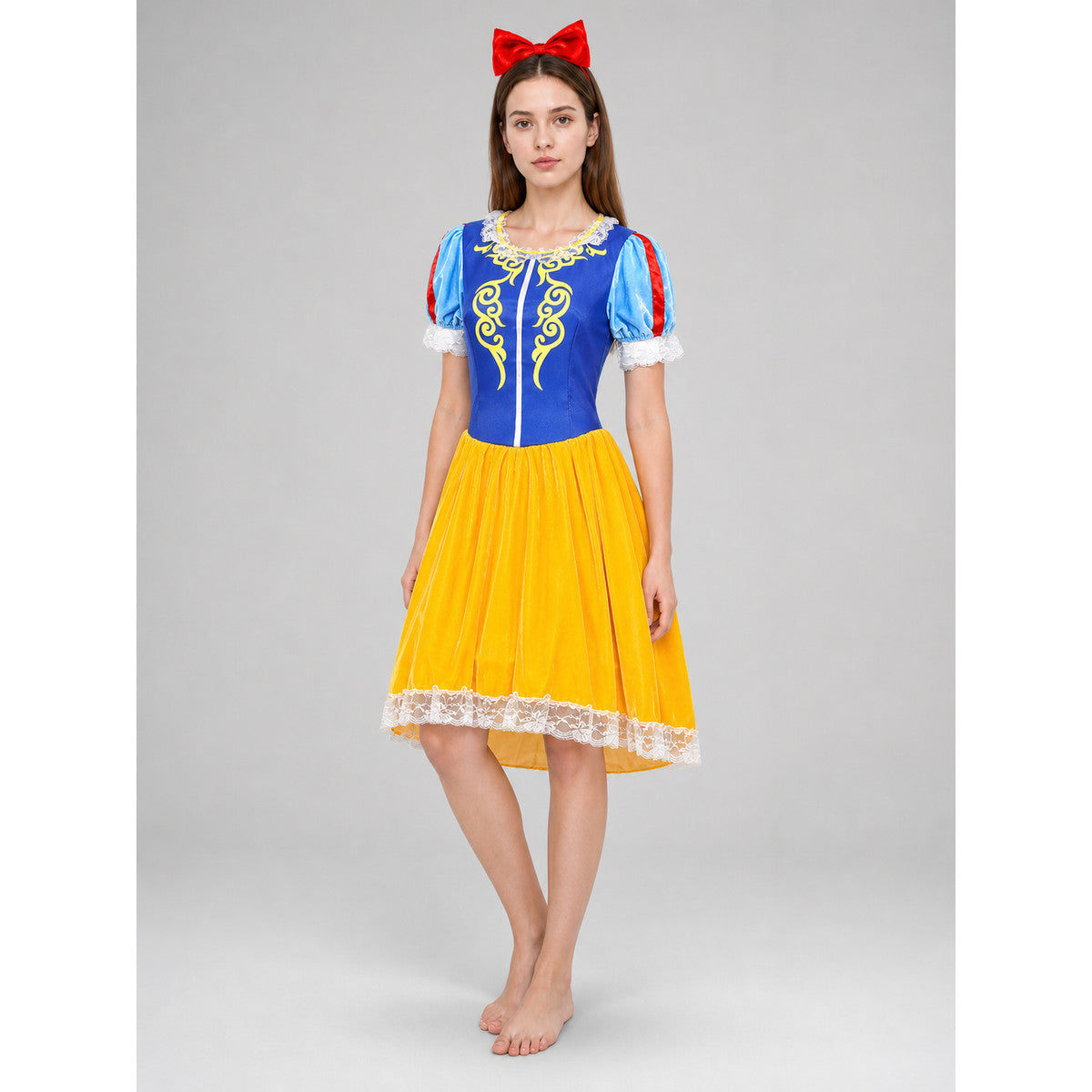 Snow White Costume Dress with Bow and Lace