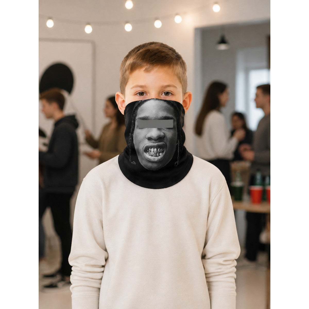 Black and Gray Halloween Mask for Cosplay and Parties lifestyle view