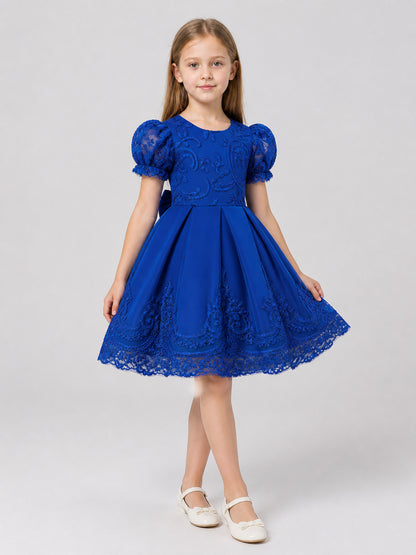 Girls’ Princess Dress with Embroidery and Lace Trim product detail