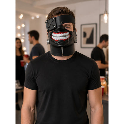 Anime Carnival Mask with Zipper and Smile for Halloween lifestyle view