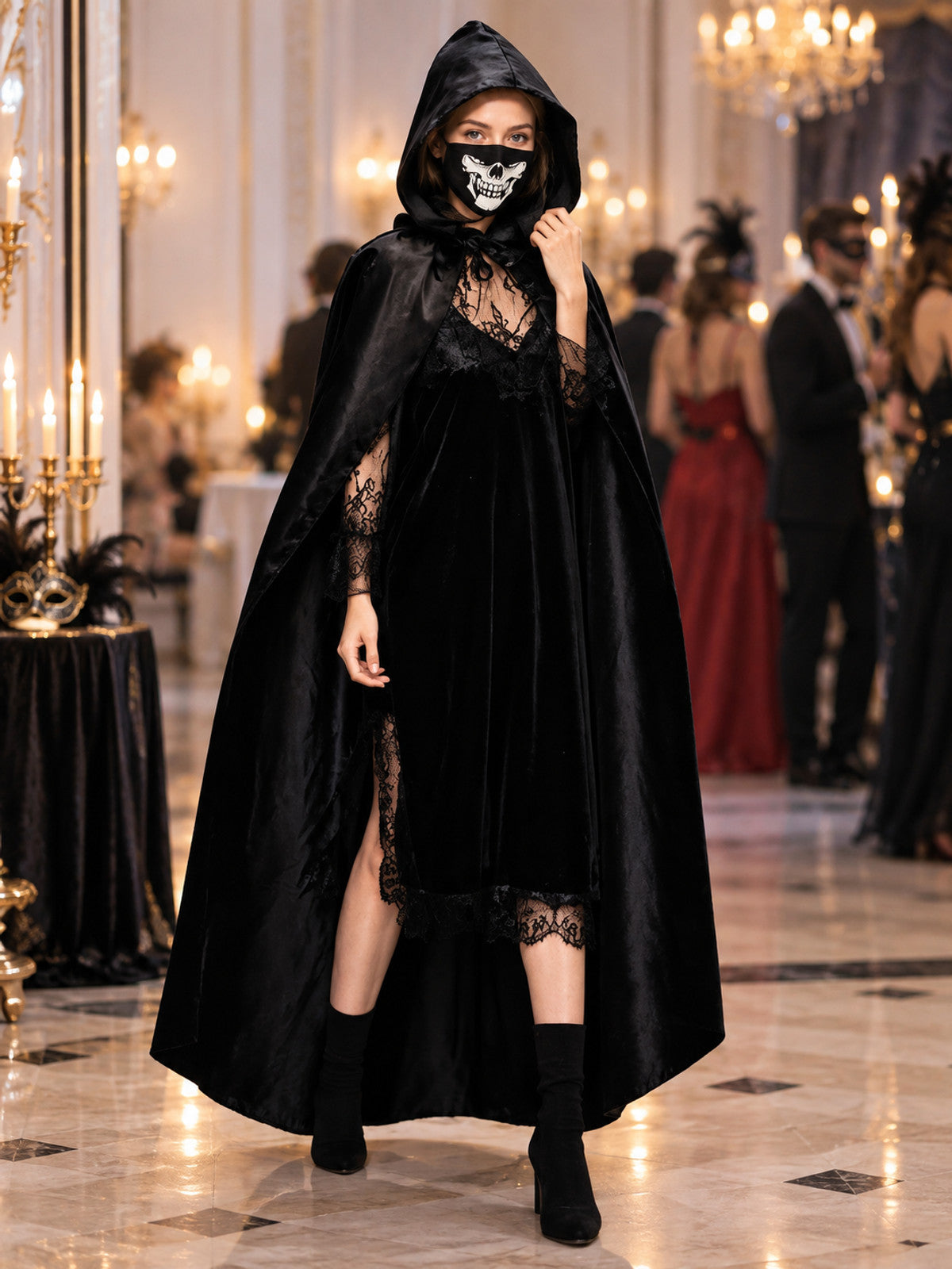 Costume Cloak with Hood and Mask lifestyle view