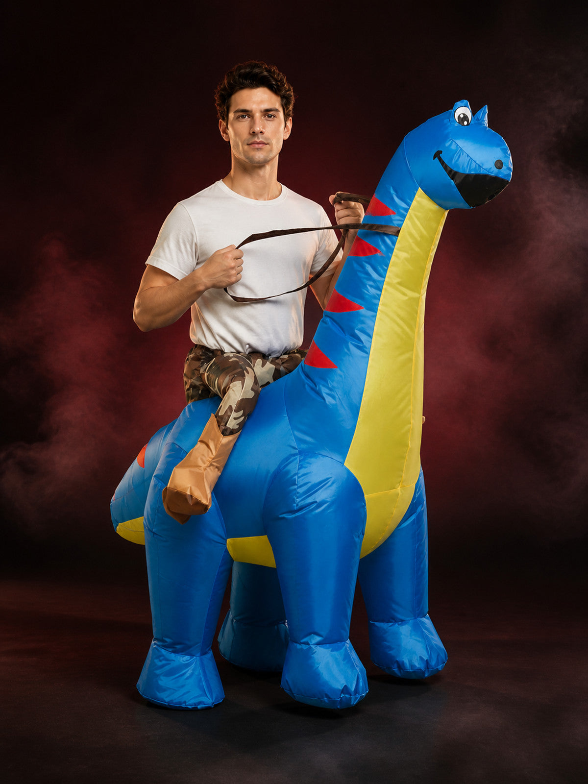 Adult Inflatable Four-Legged Dinosaur Costume With Saddle, Halloween Party