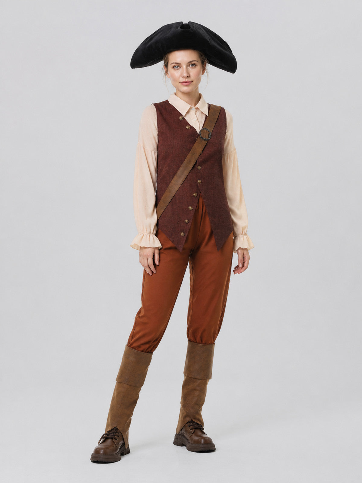 Pirate Costume with Vest and Hat, Sizes S-XXL
