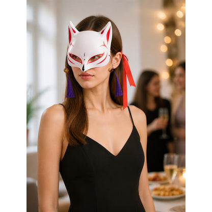 Fox Carnival Mask, Half Mask with Tassels for Halloween lifestyle view