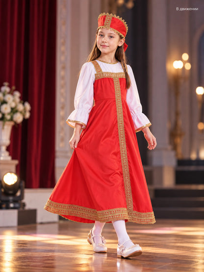 Red Carnival Dress with Headwear lifestyle view