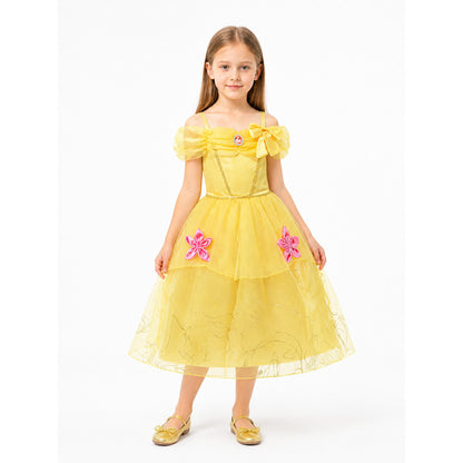 Children's Yellow Carnival Dress with a Bow and Full Skirt Costume Dresses detail