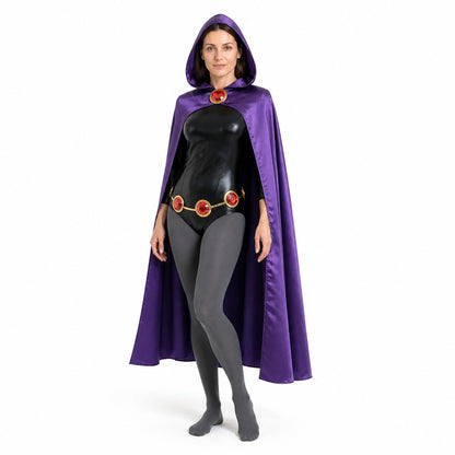 Raven Costume with Purple Cape and Jumpsuit Costume Capes detail