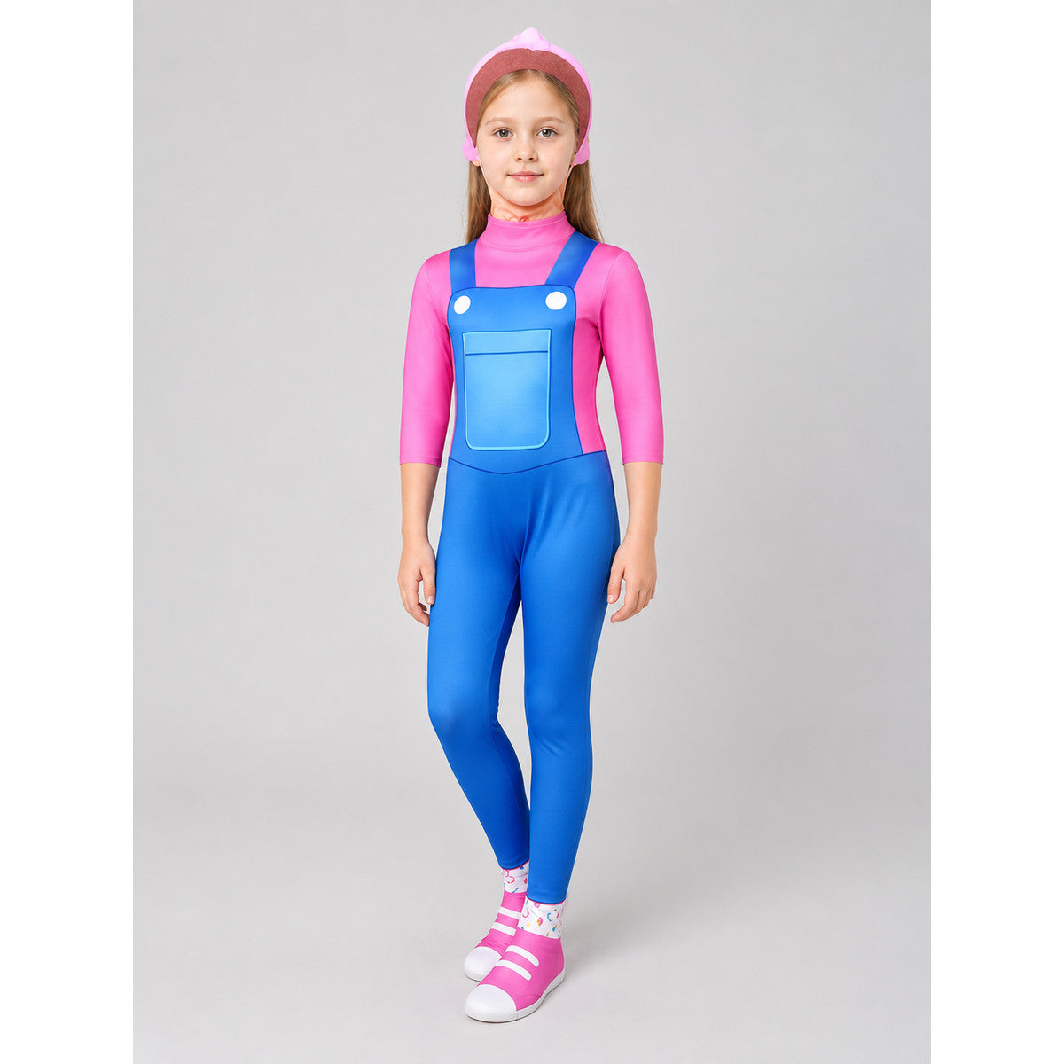 Ms. Rachel Cosplay Costume, Pink and Blue Jumpsuit Costumes detail